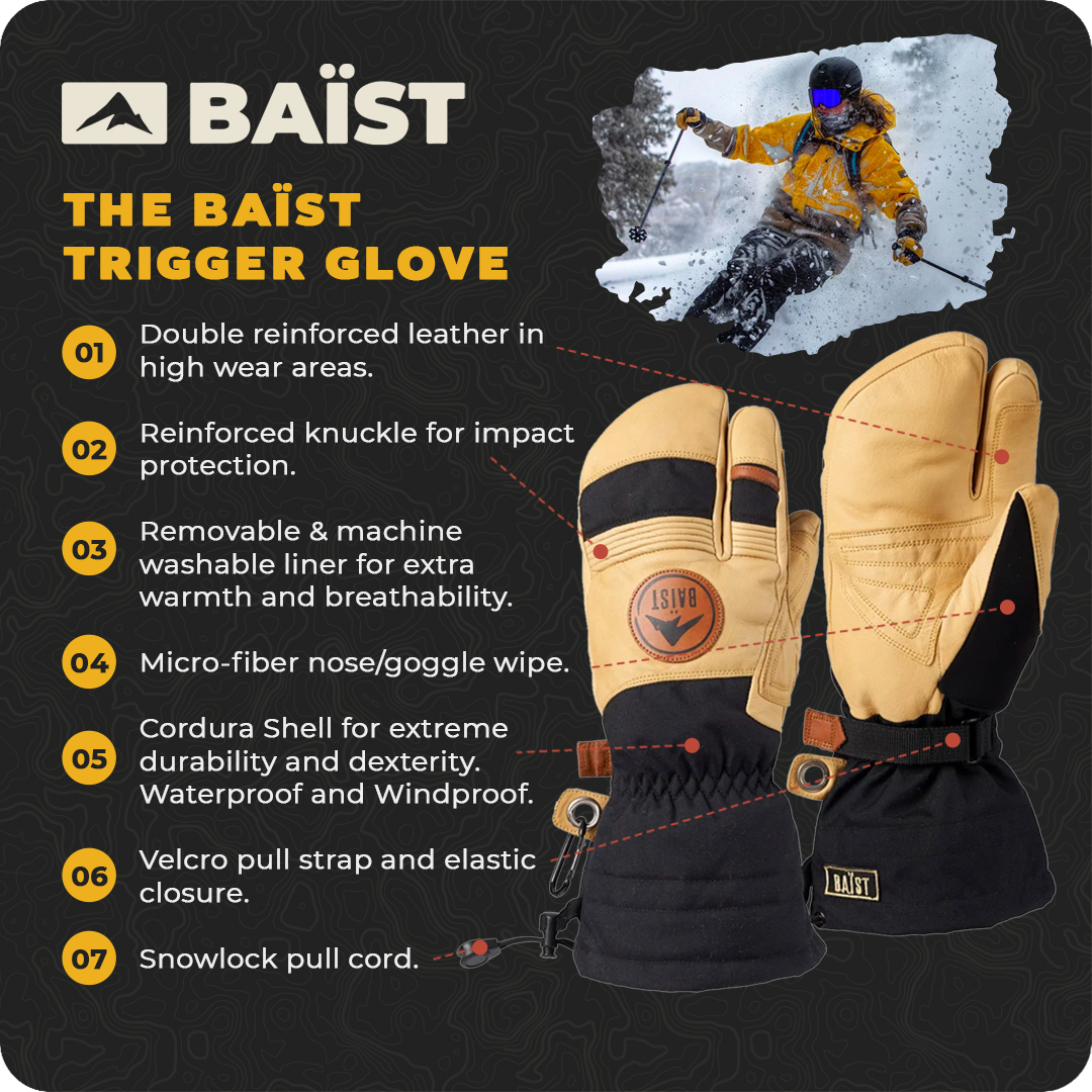 BAIST Men's Trigger Gloves | 3 Finger Gloves | Lobster Claw Glove