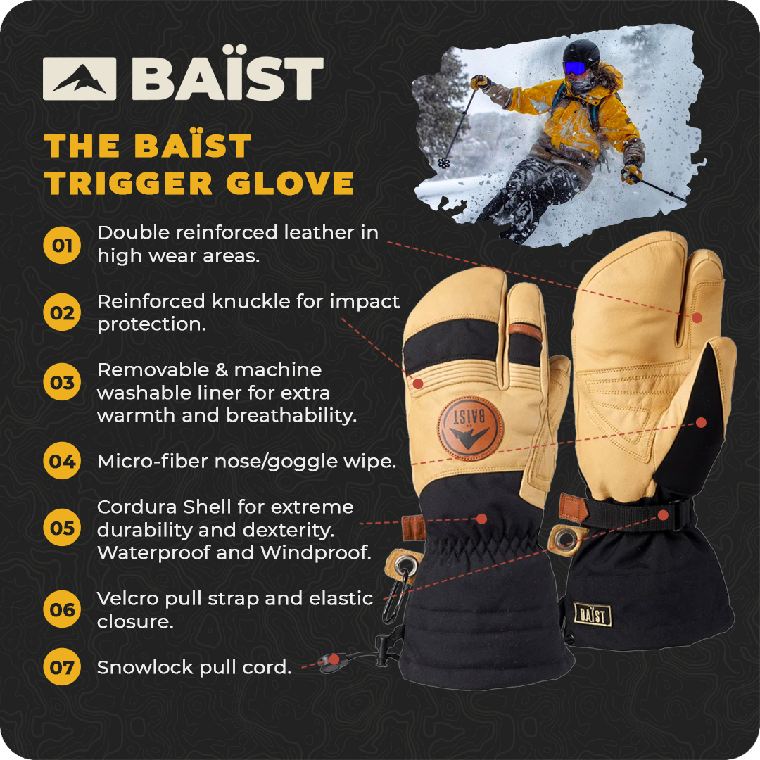 BAIST Women's Trigger Gloves | 3 Finger Gloves | Lobster Claw Glove