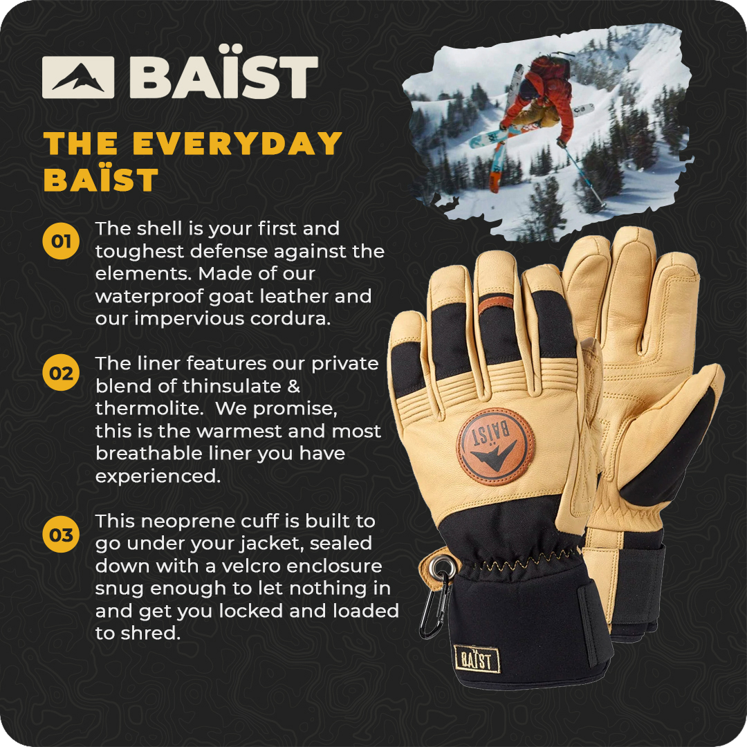 BAIST Leather Waterproof Ski Glove and Snowboard Glove